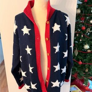 Cotton Salsa Handmade Red, White, & Blue Stars cardigan